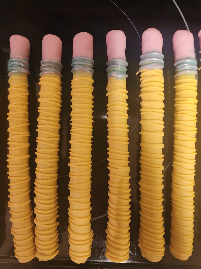 Chocolate Covered Pretzel Rods - pencils
